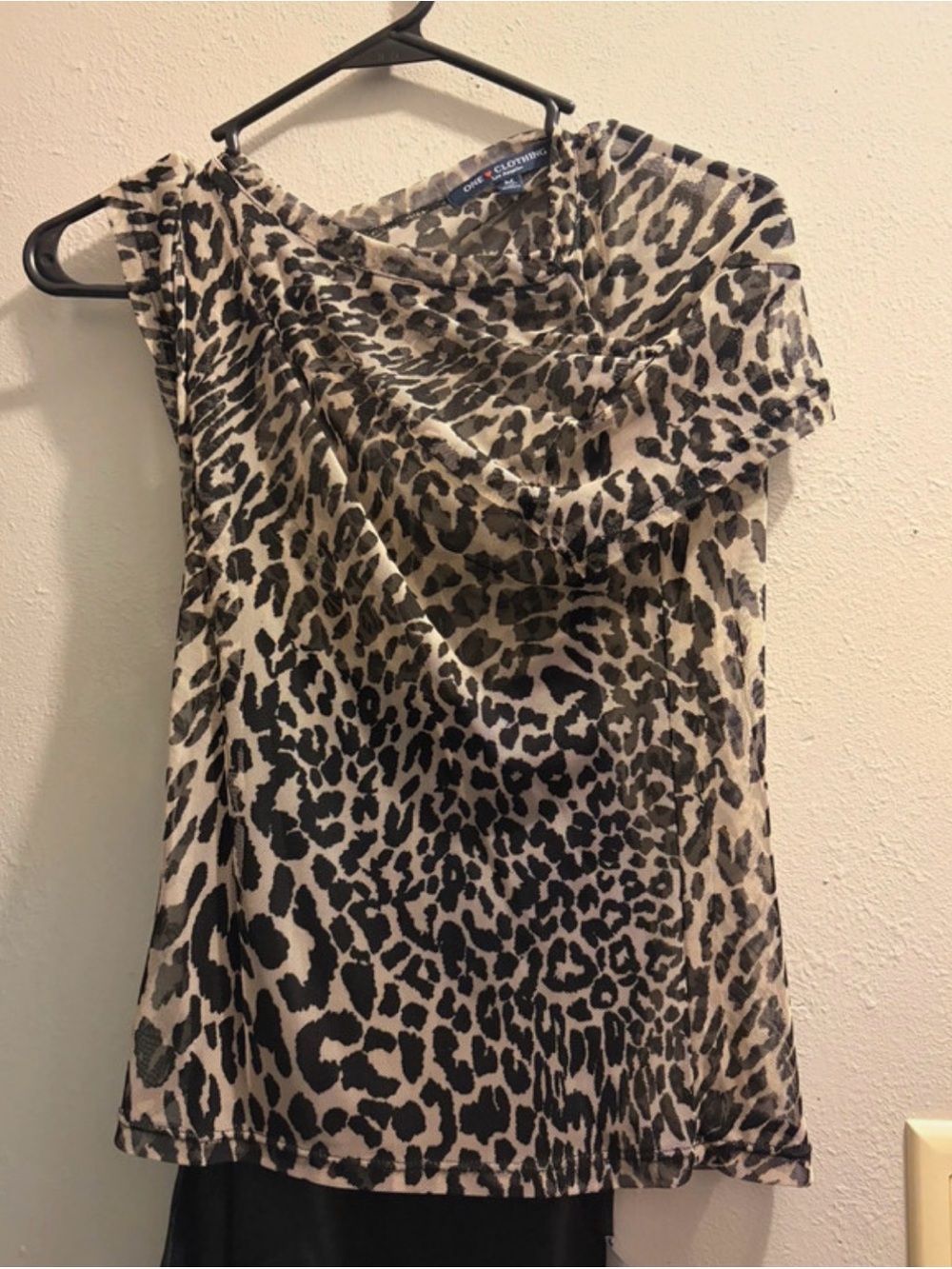 one clothing Beige and Black One-Shoulder Animal Print Dress